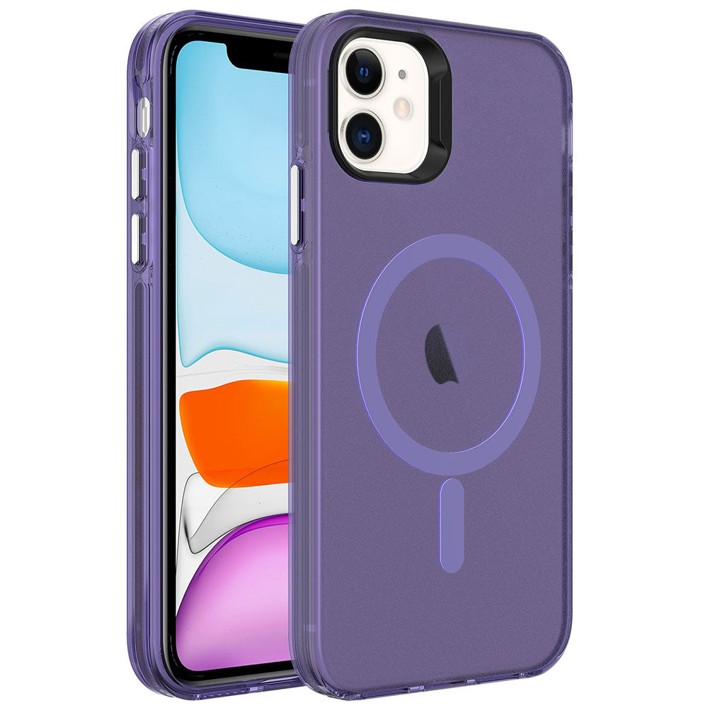 Apple iPhone 11 Kılıf Zore M-safe Şarj Özellikli Buzlu Transparan C-Pro Sert Kapak
