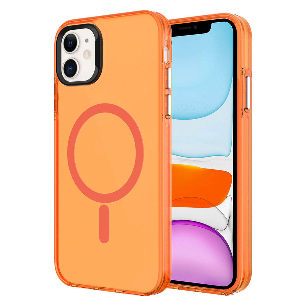 Apple iPhone 11 Kılıf Zore M-safe Şarj Özellikli Buzlu Transparan C-Pro Sert Kapak