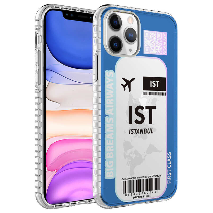 Apple iPhone 11 Pro Kılıf Airbag Kenarlı Renkli Desenli Silikon Zore Elegans Kapak
