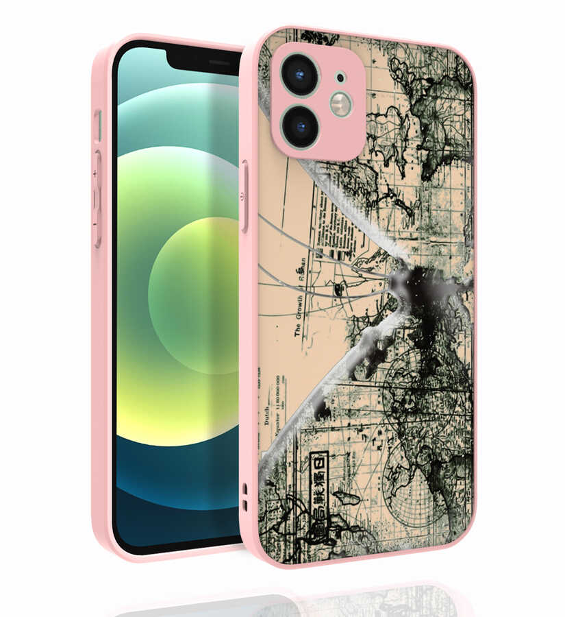 Apple iPhone 12 Kılıf Desenli Kamera Korumalı Parlak Zore Nora Kapak