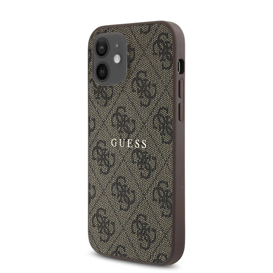 iPhone 12 Kılıf Guess Orjinal Lisanslı M-safe Şarj Özellikli 4G Desen Yazı Logolu Kapak