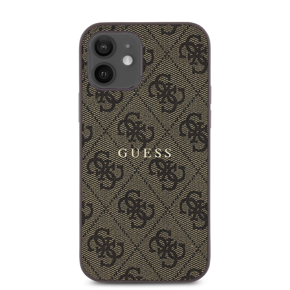 iPhone 12 Kılıf Guess Orjinal Lisanslı M-safe Şarj Özellikli 4G Desen Yazı Logolu Kapak