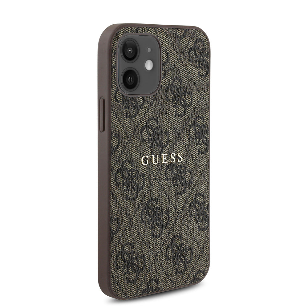 iPhone 12 Kılıf Guess Orjinal Lisanslı M-safe Şarj Özellikli 4G Desen Yazı Logolu Kapak