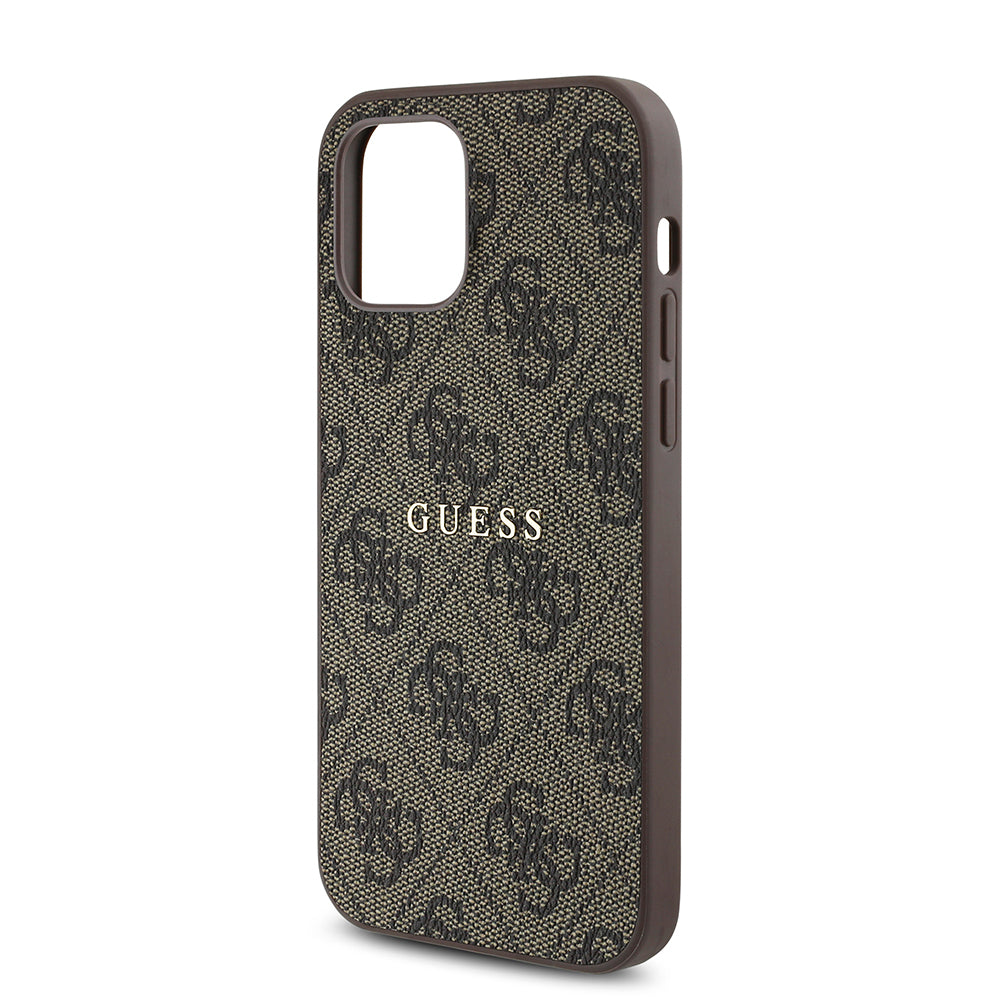 iPhone 12 Kılıf Guess Orjinal Lisanslı M-safe Şarj Özellikli 4G Desen Yazı Logolu Kapak
