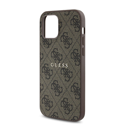iPhone 12 Kılıf Guess Orjinal Lisanslı M-safe Şarj Özellikli 4G Desen Yazı Logolu Kapak