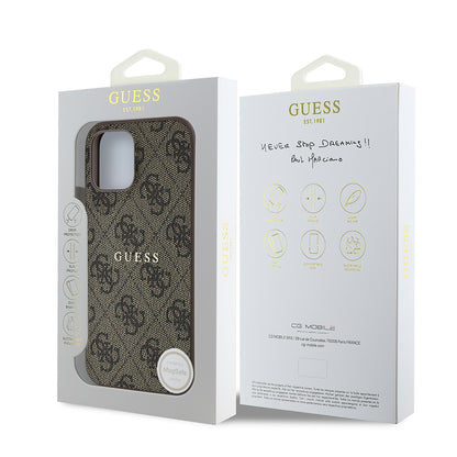 iPhone 12 Kılıf Guess Orjinal Lisanslı M-safe Şarj Özellikli 4G Desen Yazı Logolu Kapak