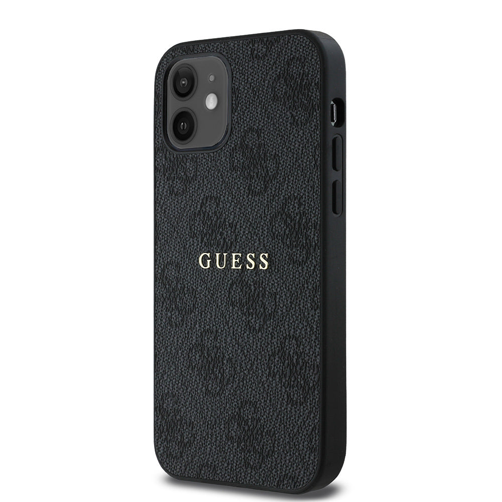iPhone 12 Kılıf Guess Orjinal Lisanslı M-safe Şarj Özellikli 4G Desen Yazı Logolu Kapak