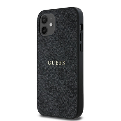 iPhone 12 Kılıf Guess Orjinal Lisanslı M-safe Şarj Özellikli 4G Desen Yazı Logolu Kapak
