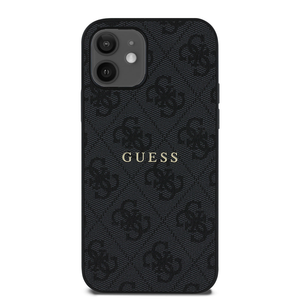 iPhone 12 Kılıf Guess Orjinal Lisanslı M-safe Şarj Özellikli 4G Desen Yazı Logolu Kapak