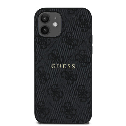 iPhone 12 Kılıf Guess Orjinal Lisanslı M-safe Şarj Özellikli 4G Desen Yazı Logolu Kapak
