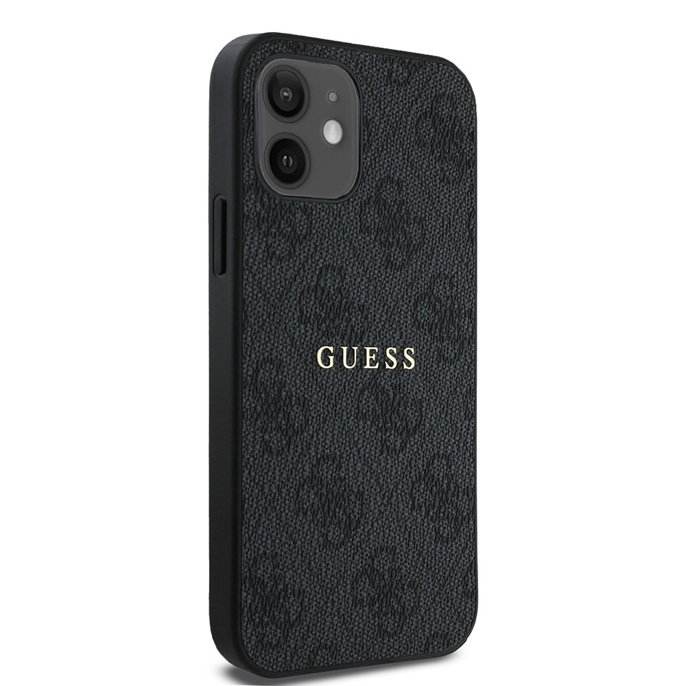 iPhone 12 Kılıf Guess Orjinal Lisanslı M-safe Şarj Özellikli 4G Desen Yazı Logolu Kapak