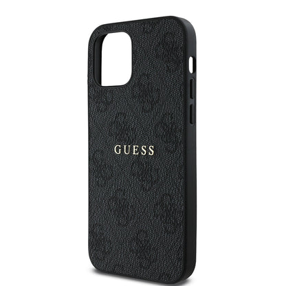 iPhone 12 Kılıf Guess Orjinal Lisanslı M-safe Şarj Özellikli 4G Desen Yazı Logolu Kapak
