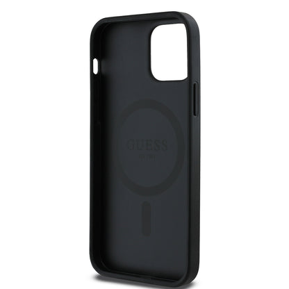 iPhone 12 Kılıf Guess Orjinal Lisanslı M-safe Şarj Özellikli 4G Desen Yazı Logolu Kapak