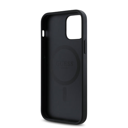 iPhone 12 Kılıf Guess Orjinal Lisanslı M-safe Şarj Özellikli Gül Baskılı 4G Desenli Yazı Logolu Kapak