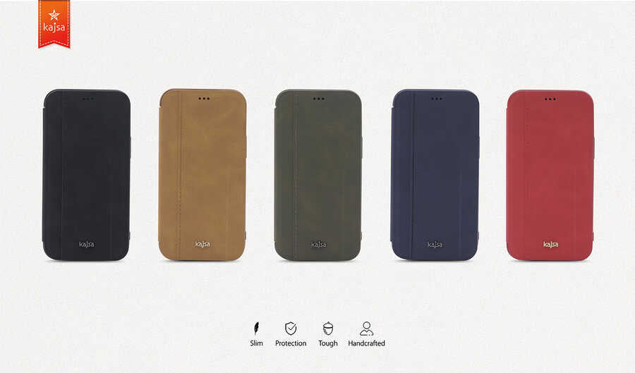 iPhone 12 Kılıf Kajsa Dale Serisi Parallel PU Folio Kapaklı Kılıf