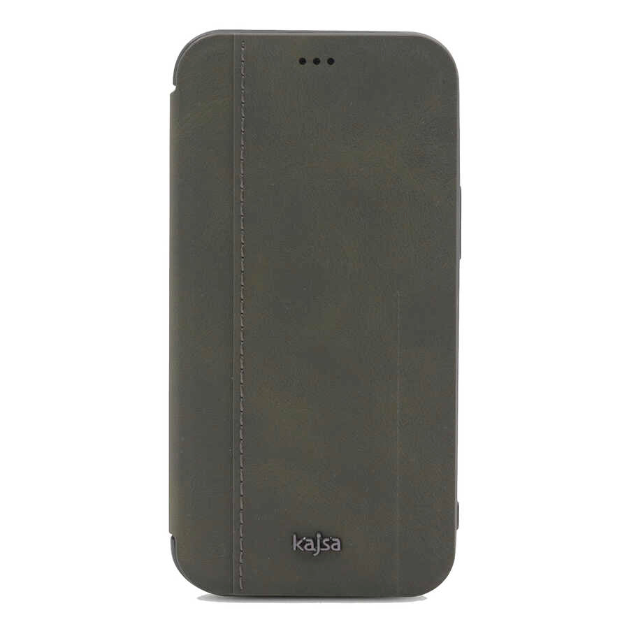 iPhone 12 Kılıf Kajsa Dale Serisi Parallel PU Folio Kapaklı Kılıf