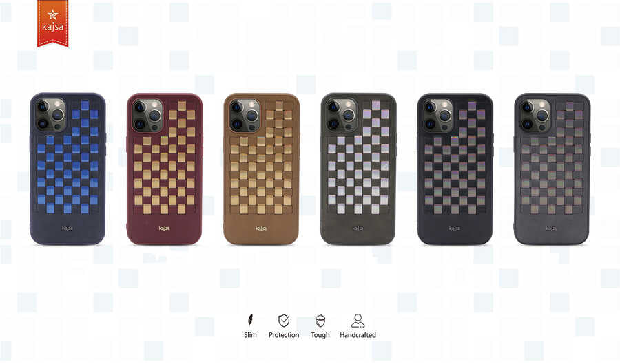 iPhone 12 Kılıf Kajsa Preppie Serisi Spotlight Woven Kapak
