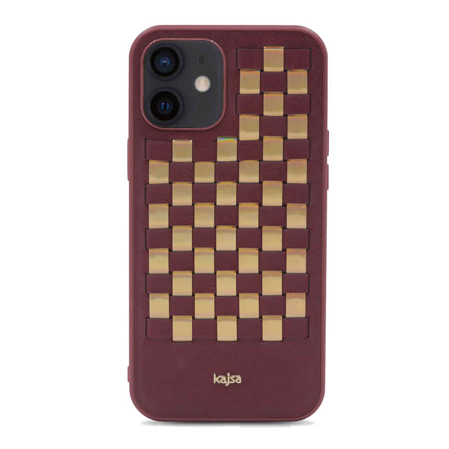 iPhone 12 Kılıf Kajsa Preppie Serisi Spotlight Woven Kapak
