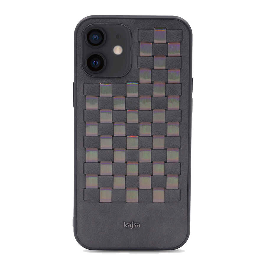 iPhone 12 Kılıf Kajsa Preppie Serisi Spotlight Woven Kapak
