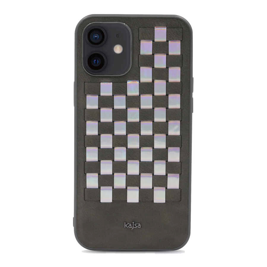 iPhone 12 Kılıf Kajsa Preppie Serisi Spotlight Woven Kapak