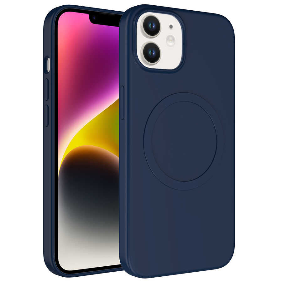 Apple iPhone 12 Kılıf M-safe Wireless Şarj Özellikli Pastel Renk Silikon Zore Plas Kapak