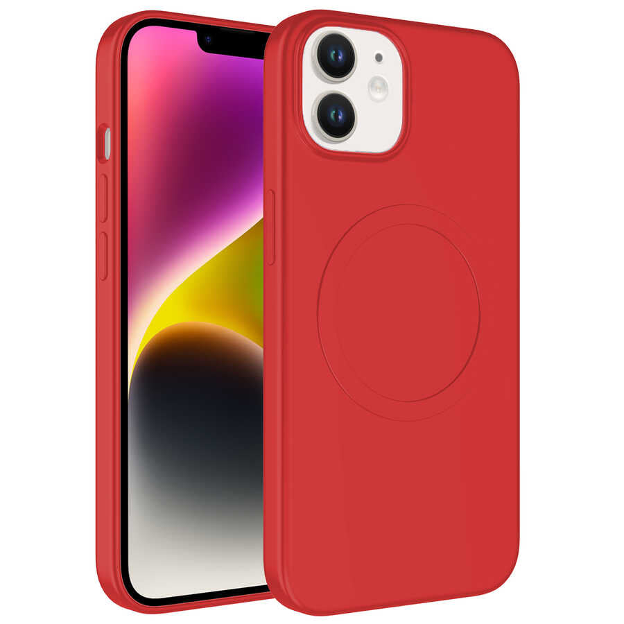 Apple iPhone 12 Kılıf M-safe Wireless Şarj Özellikli Pastel Renk Silikon Zore Plas Kapak