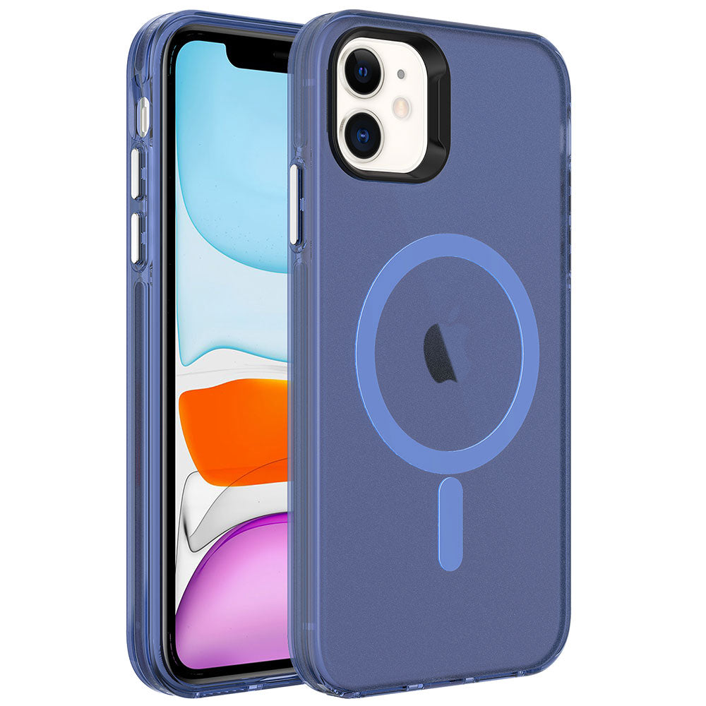 Apple iPhone 12 Kılıf Zore M-safe Şarj Özellikli Buzlu Transparan C-Pro Sert Kapak