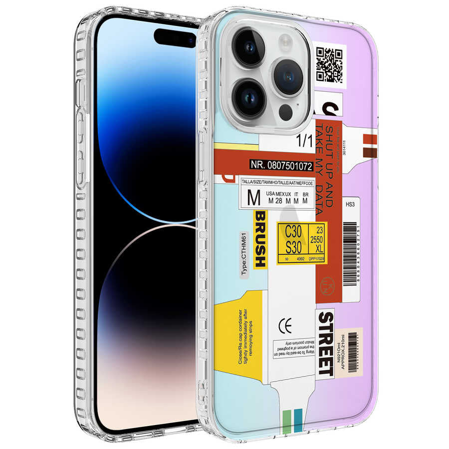Apple iPhone 12 Pro Kılıf Airbag Kenarlı Renkli Desenli Silikon Zore Elegans Kapak