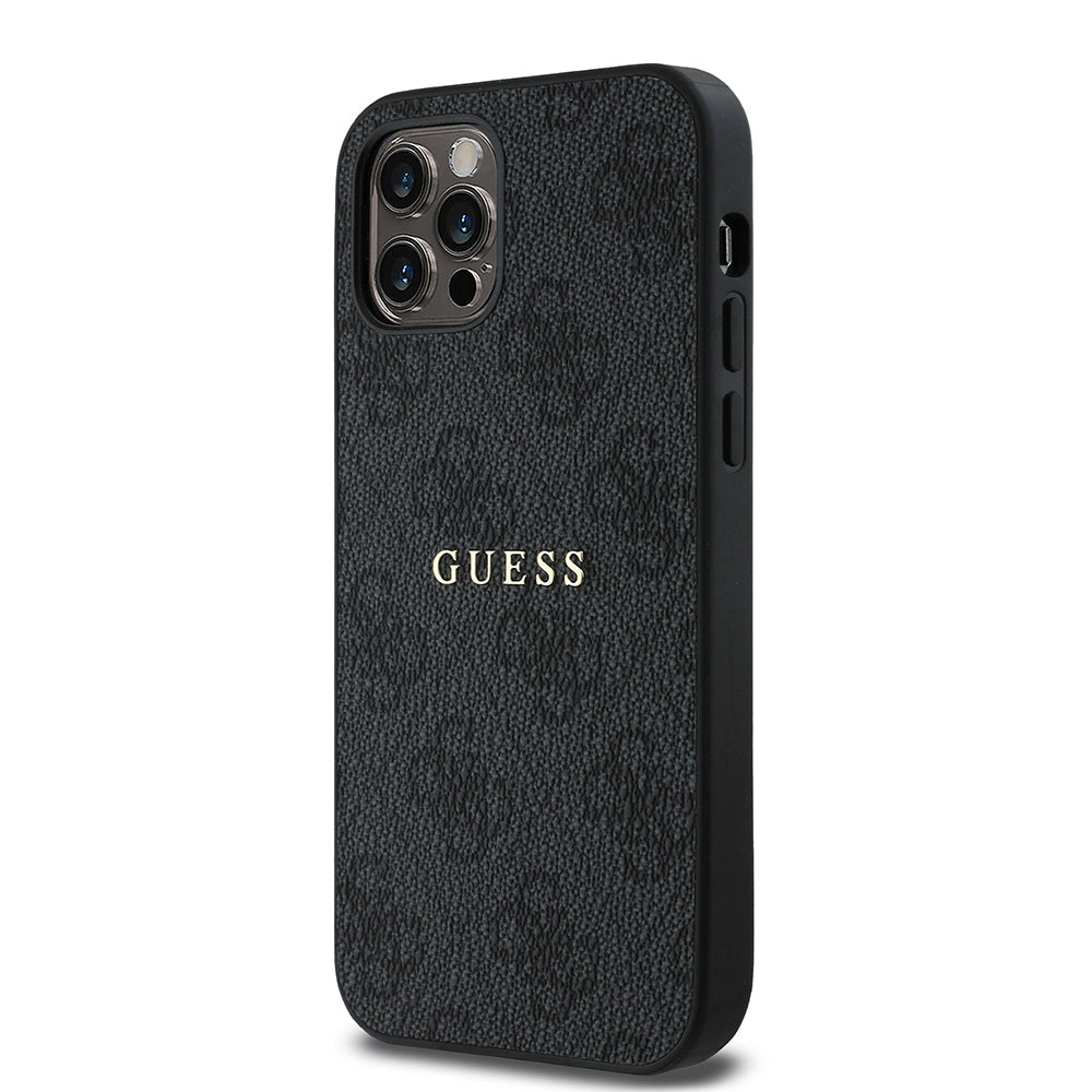 iPhone 12 Pro Kılıf Guess Orjinal Lisanslı M-safe Şarj Özellikli 4G Desen Yazı Logolu Kapak