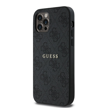 iPhone 12 Pro Kılıf Guess Orjinal Lisanslı M-safe Şarj Özellikli 4G Desen Yazı Logolu Kapak