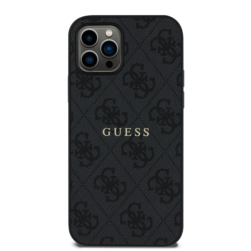 iPhone 12 Pro Kılıf Guess Orjinal Lisanslı M-safe Şarj Özellikli 4G Desen Yazı Logolu Kapak