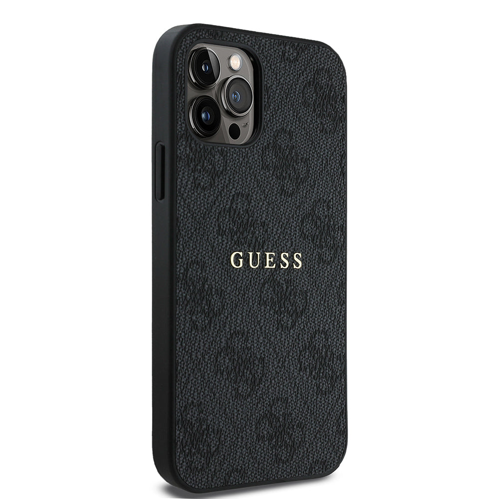iPhone 12 Pro Kılıf Guess Orjinal Lisanslı M-safe Şarj Özellikli 4G Desen Yazı Logolu Kapak