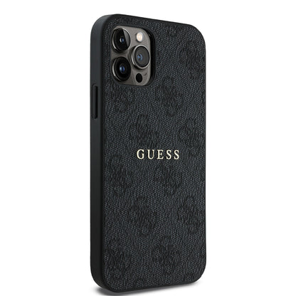 iPhone 12 Pro Kılıf Guess Orjinal Lisanslı M-safe Şarj Özellikli 4G Desen Yazı Logolu Kapak