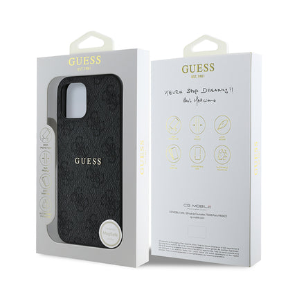 iPhone 12 Pro Kılıf Guess Orjinal Lisanslı M-safe Şarj Özellikli 4G Desen Yazı Logolu Kapak