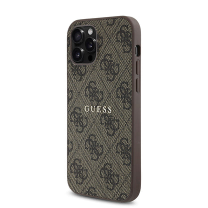 iPhone 12 Pro Kılıf Guess Orjinal Lisanslı M-safe Şarj Özellikli 4G Desen Yazı Logolu Kapak