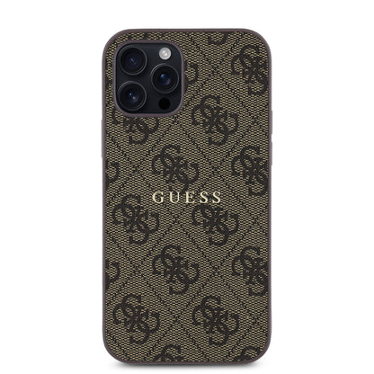 iPhone 12 Pro Kılıf Guess Orjinal Lisanslı M-safe Şarj Özellikli 4G Desen Yazı Logolu Kapak
