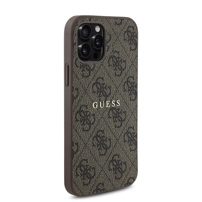iPhone 12 Pro Kılıf Guess Orjinal Lisanslı M-safe Şarj Özellikli 4G Desen Yazı Logolu Kapak