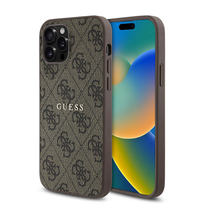 iPhone 12 Pro Kılıf Guess Orjinal Lisanslı M-safe Şarj Özellikli 4G Desen Yazı Logolu Kapak