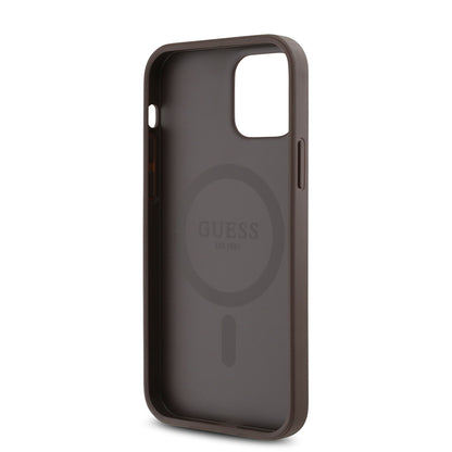iPhone 12 Pro Kılıf Guess Orjinal Lisanslı M-safe Şarj Özellikli Gül Baskılı 4G Desenli Yazı Logolu Kapak