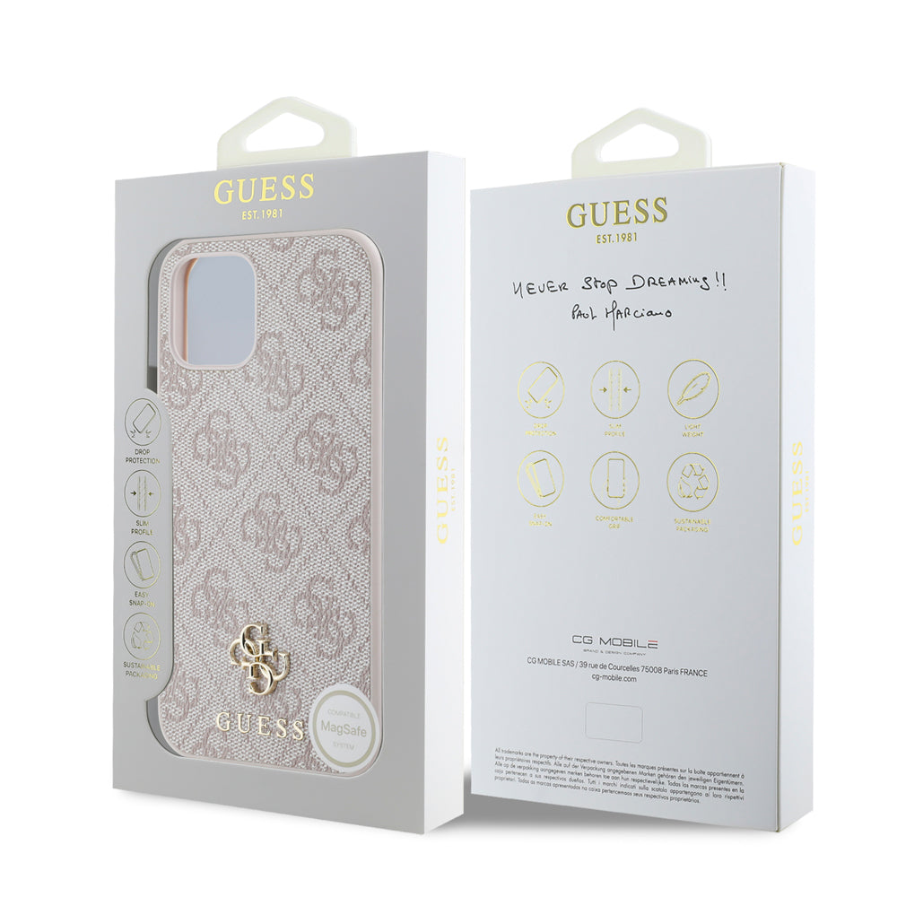 iPhone 12 Pro Kılıf Guess Orjinal Lisanslı M-safe Şarj Özellikli Small 4G Classic Kapak