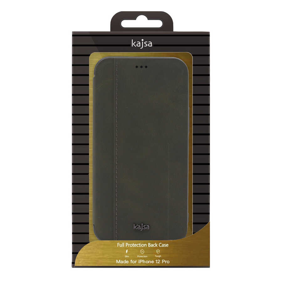 iPhone 12 Pro Kılıf Kajsa Dale Serisi Parallel PU Folio Kapaklı Kılıf
