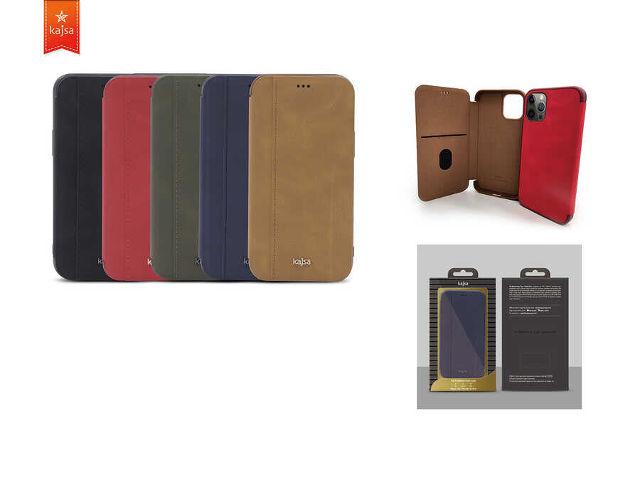 iPhone 12 Pro Kılıf Kajsa Dale Serisi Parallel PU Folio Kapaklı Kılıf