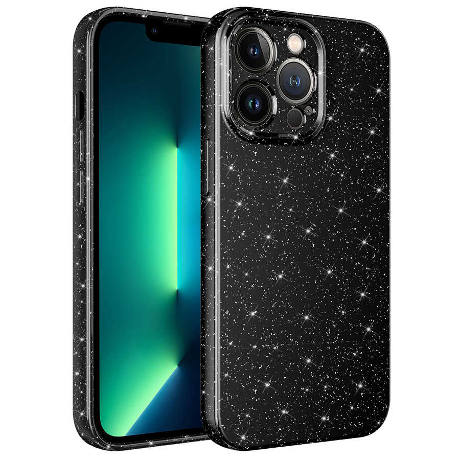 Apple iPhone 12 Pro Kılıf Kamera Korumalı Simli Lüks Zore Koton Kapak