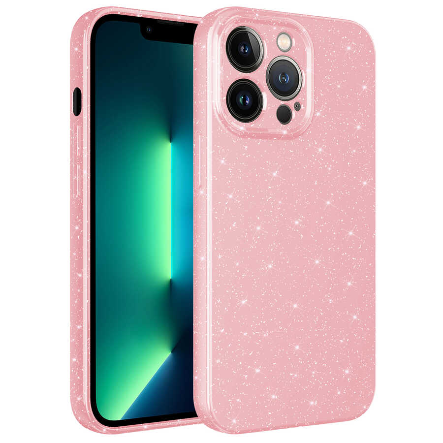 Apple iPhone 12 Pro Kılıf Kamera Korumalı Simli Lüks Zore Koton Kapak