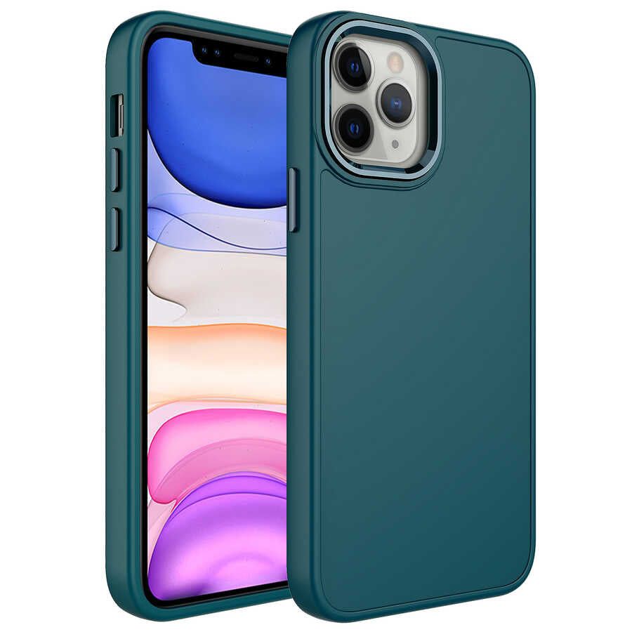 Apple iPhone 12 Pro Kılıf Metal Çerçeve ve Buton Tasarımlı Silikon Zore Luna Kapak