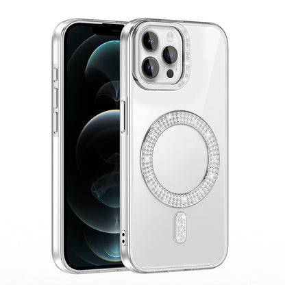 Apple iPhone 12 Pro Kılıf Pırlanta Taş Tasarımlı M-safe Şarj Özellikli Zore Karetta Silikon Kapak