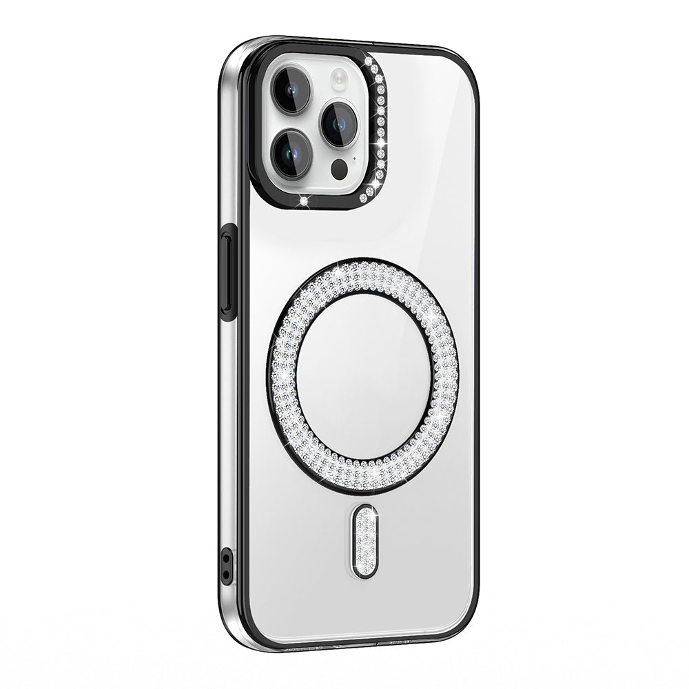 Apple iPhone 12 Pro Kılıf Pırlanta Taş Tasarımlı M-safe Şarj Özellikli Zore Karetta Silikon Kapak