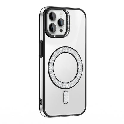 Apple iPhone 12 Pro Kılıf Pırlanta Taş Tasarımlı M-safe Şarj Özellikli Zore Karetta Silikon Kapak