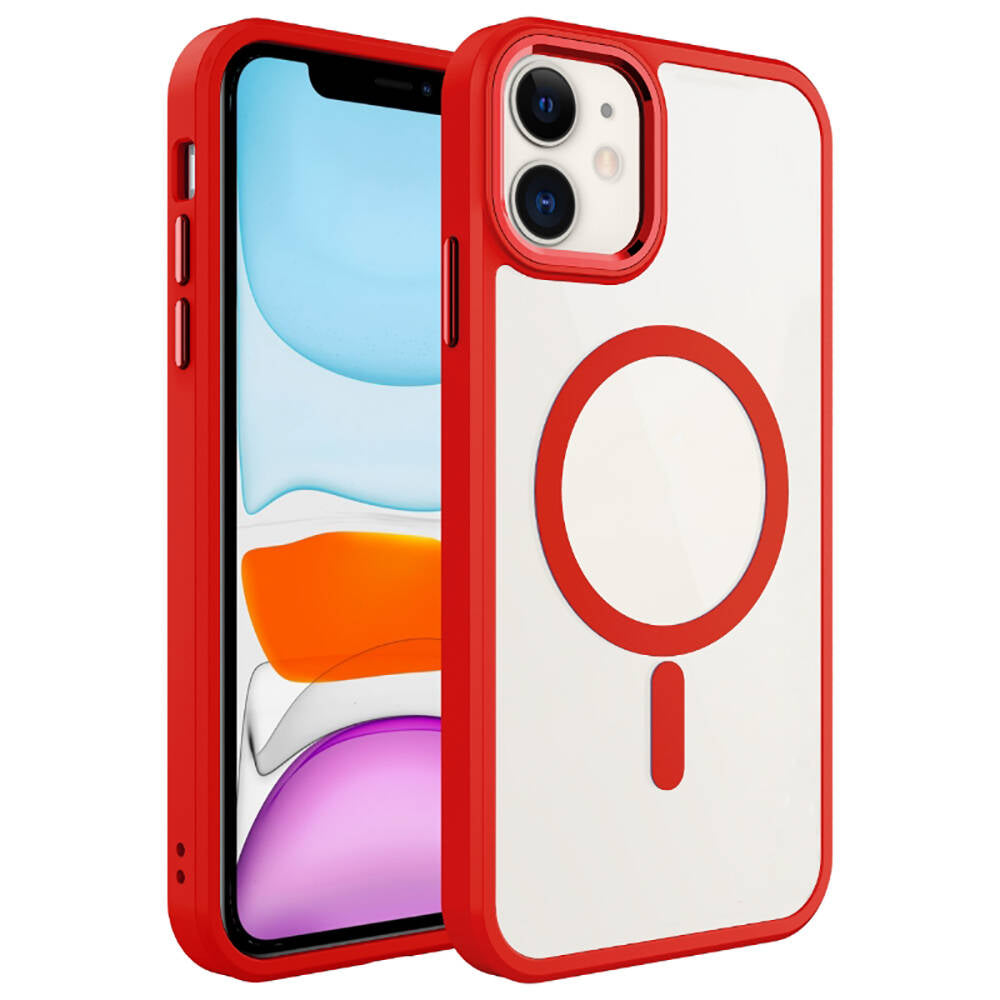 Apple iPhone 12 Pro Kılıf Wireless Şarj Özellikli Zore Krom M-safe Silikon Kapak