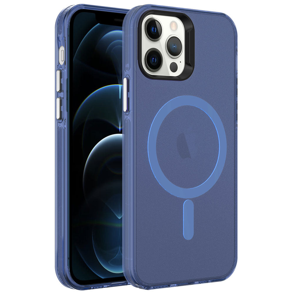 Apple iPhone 12 Pro Kılıf Zore M-safe Şarj Özellikli Buzlu Transparan C-Pro Sert Kapak